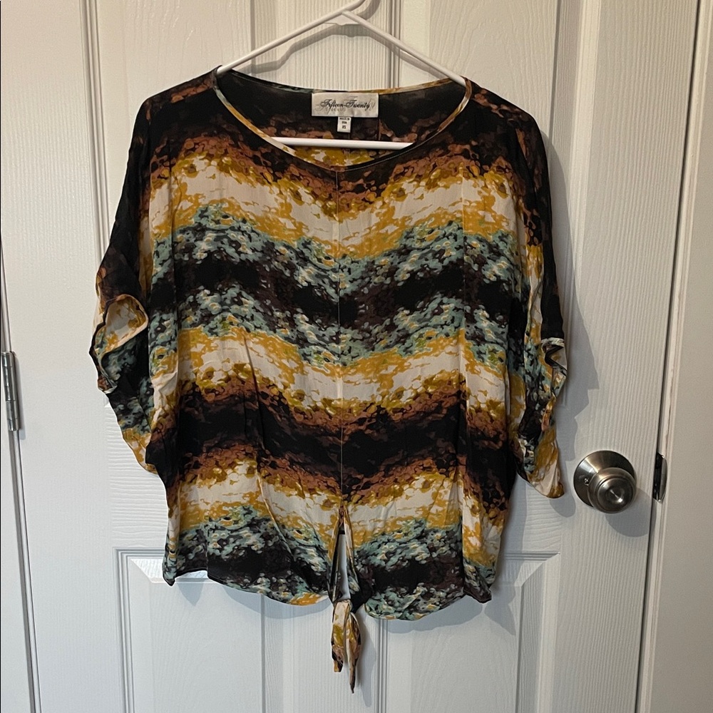 Fifteen Twenty Yellow and Brown Abstract Blouse